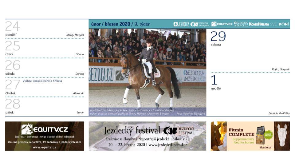 Březen ve stolním Jezdeckém kalendáři 2020. Objednejte si ho domů