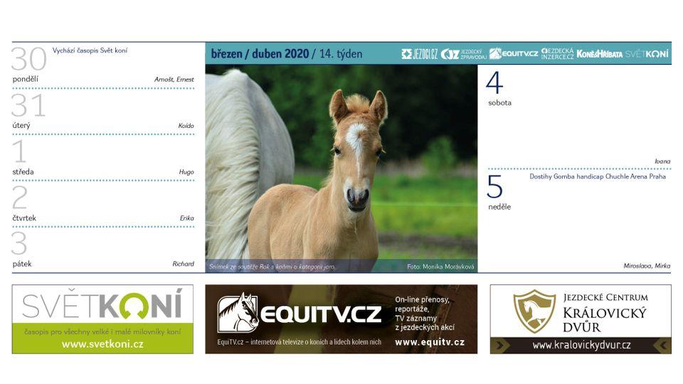 Duben ve stolním Jezdeckém kalendáři 2020. Objednejte si ho domů