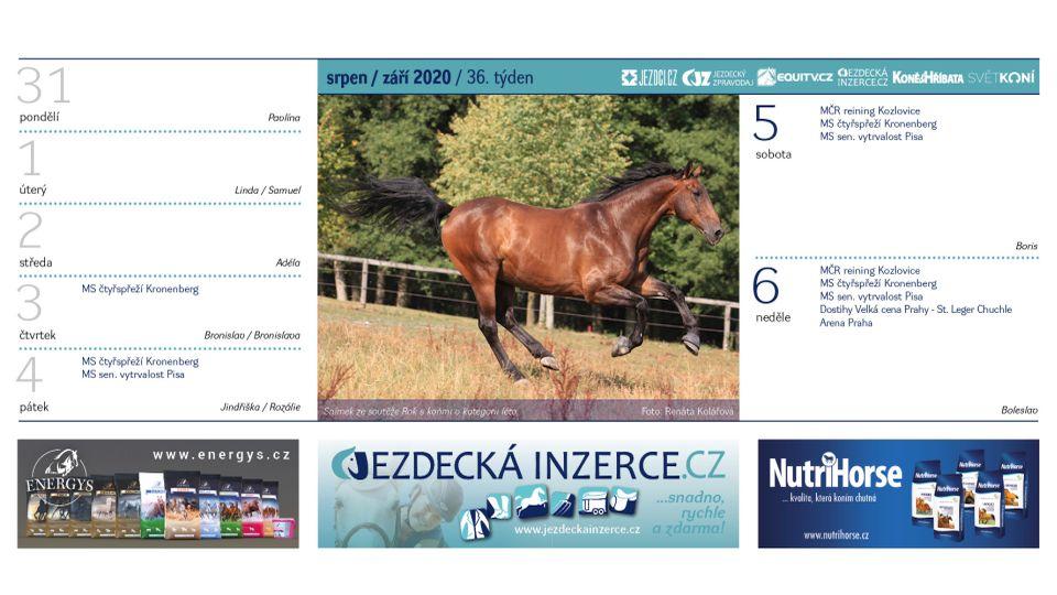 Září ve stolním Jezdeckém kalendáři 2020. Objednejte si ho domů