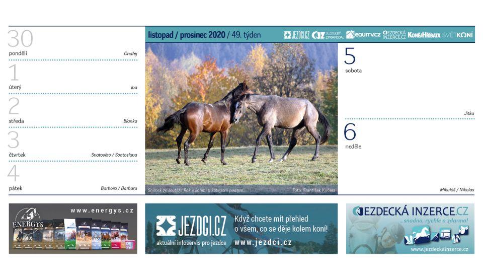 Prosinec ve stolním Jezdeckém kalendáři 2020. Objednejte si ho domů